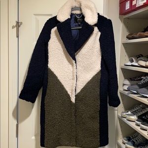 JCrew Teddy Sherpa coat in colorblock